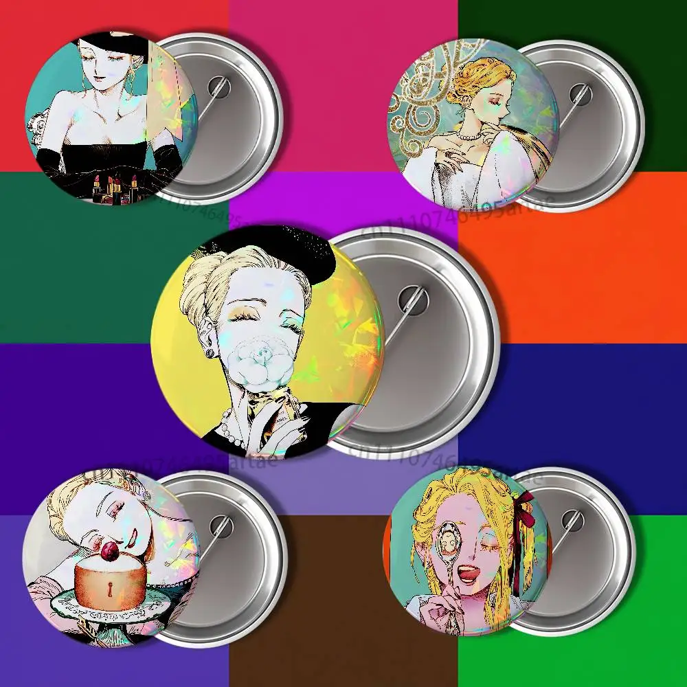 V-Veil Emma Anime Vintage Anime Badges 25 32 44 58 75 mm Round Cosplay Pin Fans Collect Friends Gifts Brooch Souvenir Custom