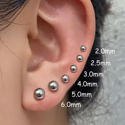 2 Pieces Women Stainless Steel Bar Bell Stud Earring Small Tiny Screw Earrings for Men Ear Bone Nail Lip Piercing Body Jewelry