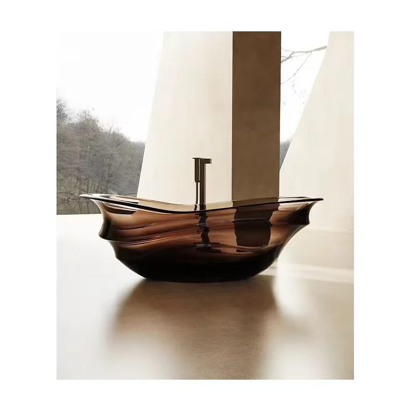 

Modern Simple 1.8m Acrylic Freestanding Bathtub Rectangular Deep Soaking Transparent Adult Tub