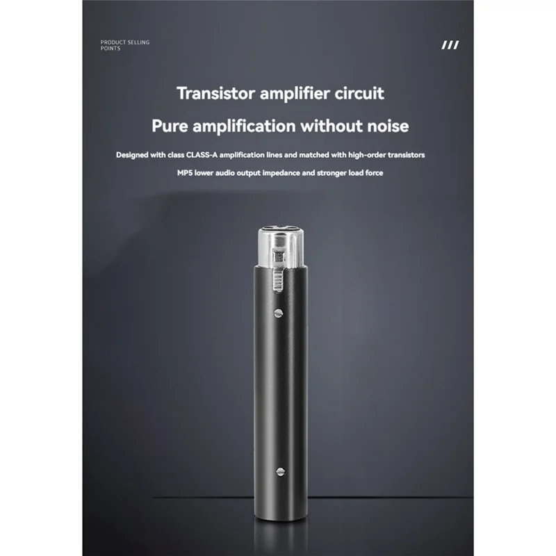 Amplificador de microfone dinâmico, fonte de alimentação 5v, canal único, aumenta a omnidirecional para queda de microfone dinâmico