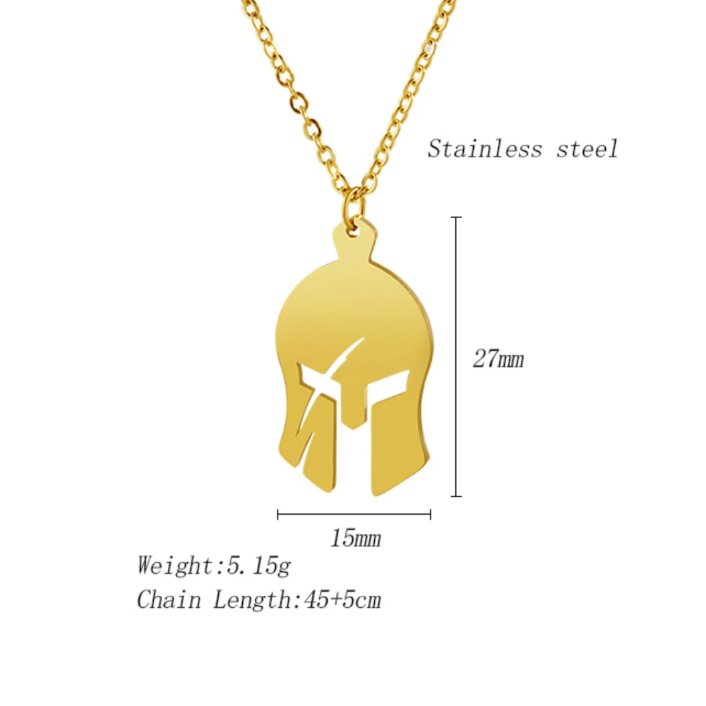 Stainless Steel Helmet Sparta Sliver Color And Gold Plated Fashion Trend Pendant Necklace Jewelry Gift For Women