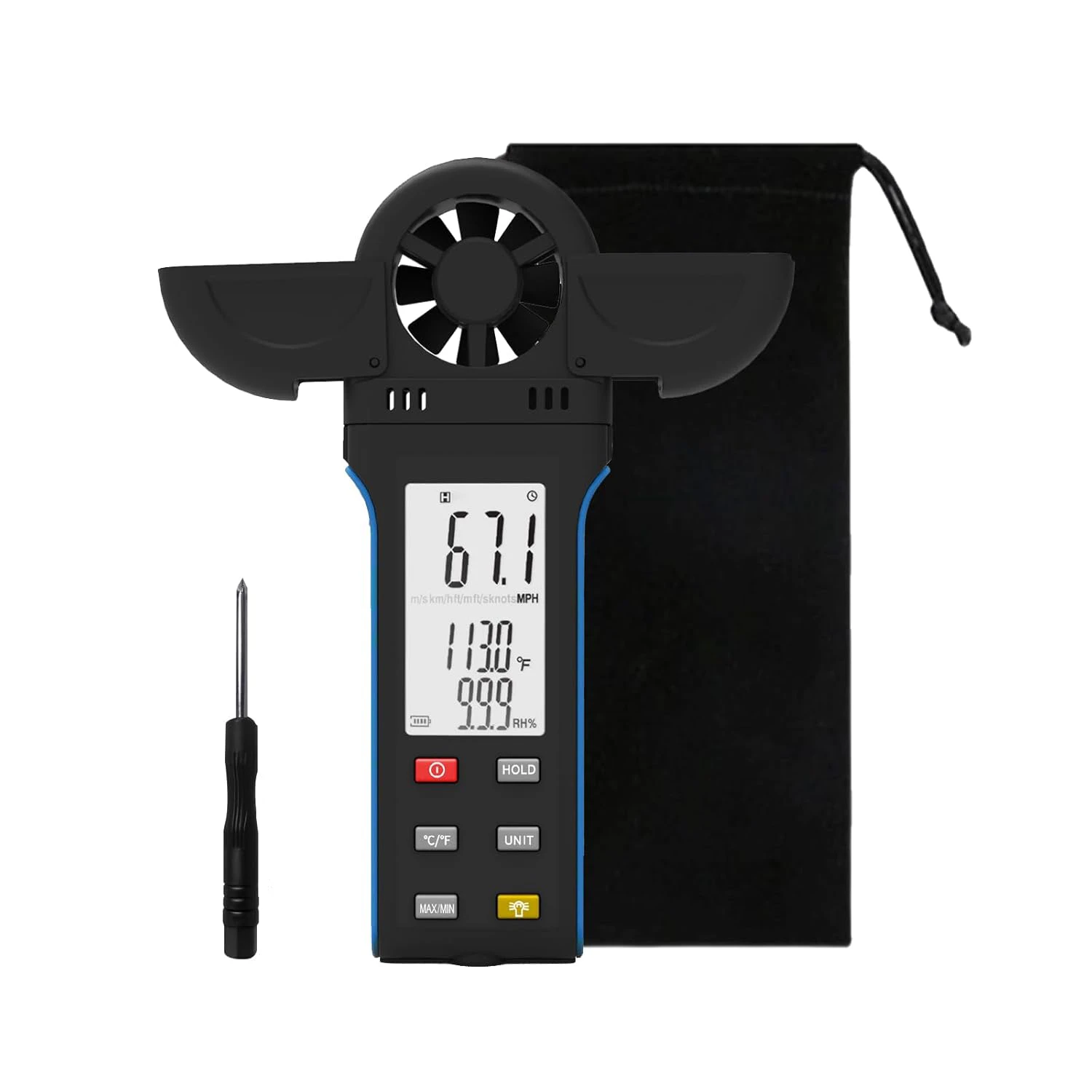 

HoldPeak HP-5000K Digital anemometer Handheld anemometer, ±2% high precision wind speed sensor with speed (° C / ° F), MAX/AVG