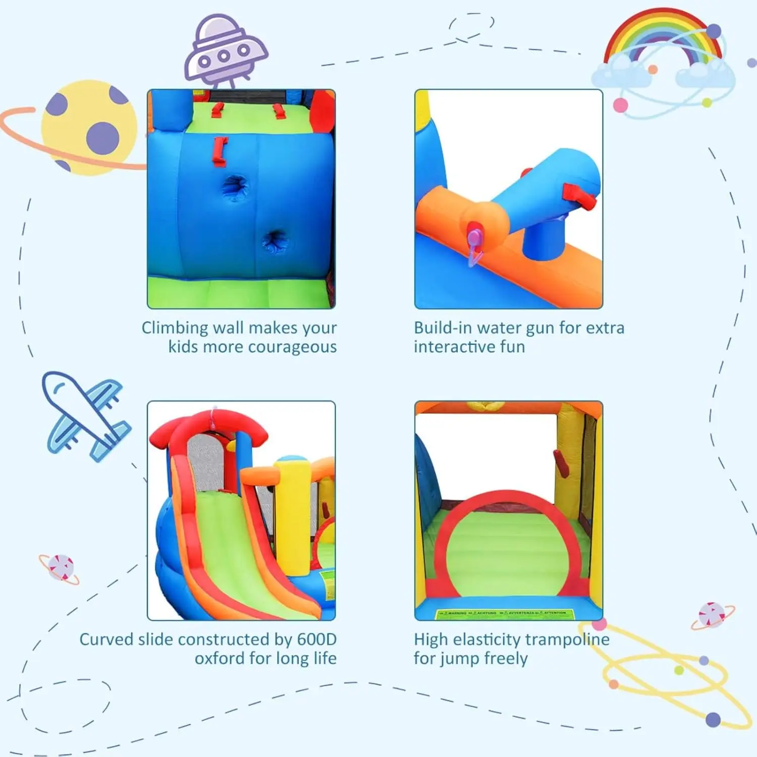 Nadmuchiwana zjeżdżalnia wodna, Bounce House zjeżdżalnia wodna dla dzieci na świeżym powietrzu ze zjeżdżalnią wodną, brodzikiem, ścianką wspinaczkową, zjeżdżalnie wodne Inf