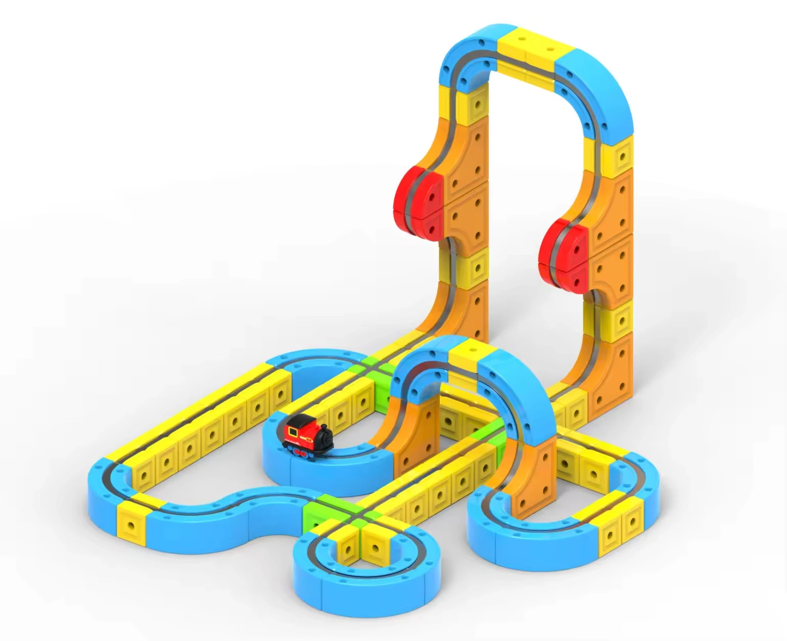 البناء المغناطيسي DIY 3D قطار لغز المسار الكهربائي سباق السيارات أطفال لعبة تعليمية الجمعية الجذعية بنة السكك الحديدية مجموعة السيارات