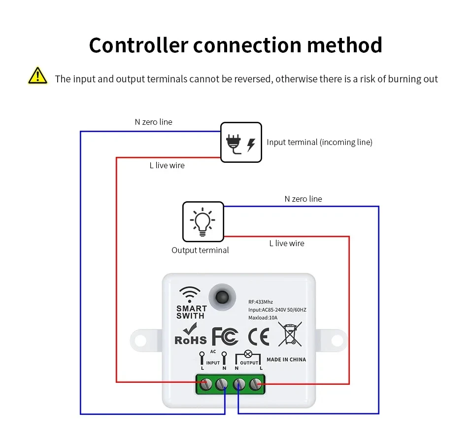 KEBIDUMEI RF 433MHz Drahtloser Fernbedienungs-Lichtschalter AC 220V 110V 10A Controller EIN/AUS-Sender Relais-Empfänger für LED – Detail 10