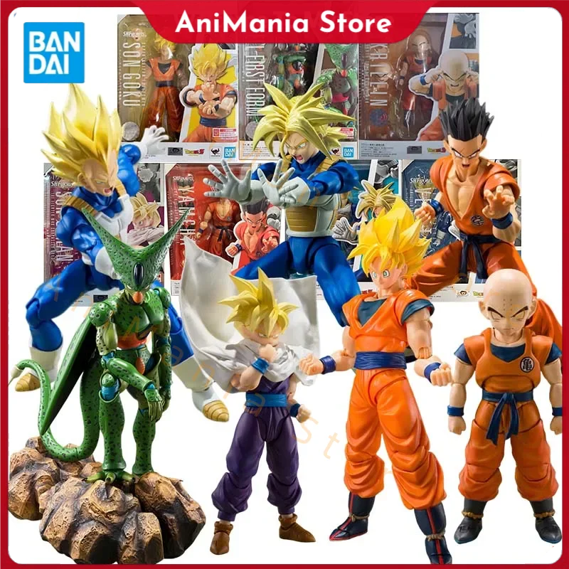 

Bandai Аутентичная фигурка Dragon Ball SHF Super Saiyan Gohan Goku Full Trunks Vegeta Cell Yamcha Krillin Аниме Фигурки Игрушки