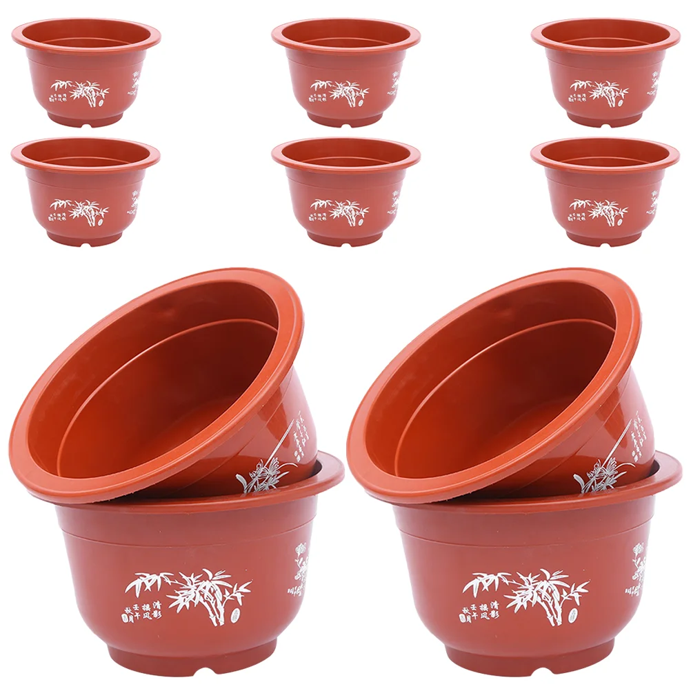 

10 Pcs Flowerpot Plastic Pots Planting Bonsai Flowerpots Planters For Indoor Plants Orchid Round