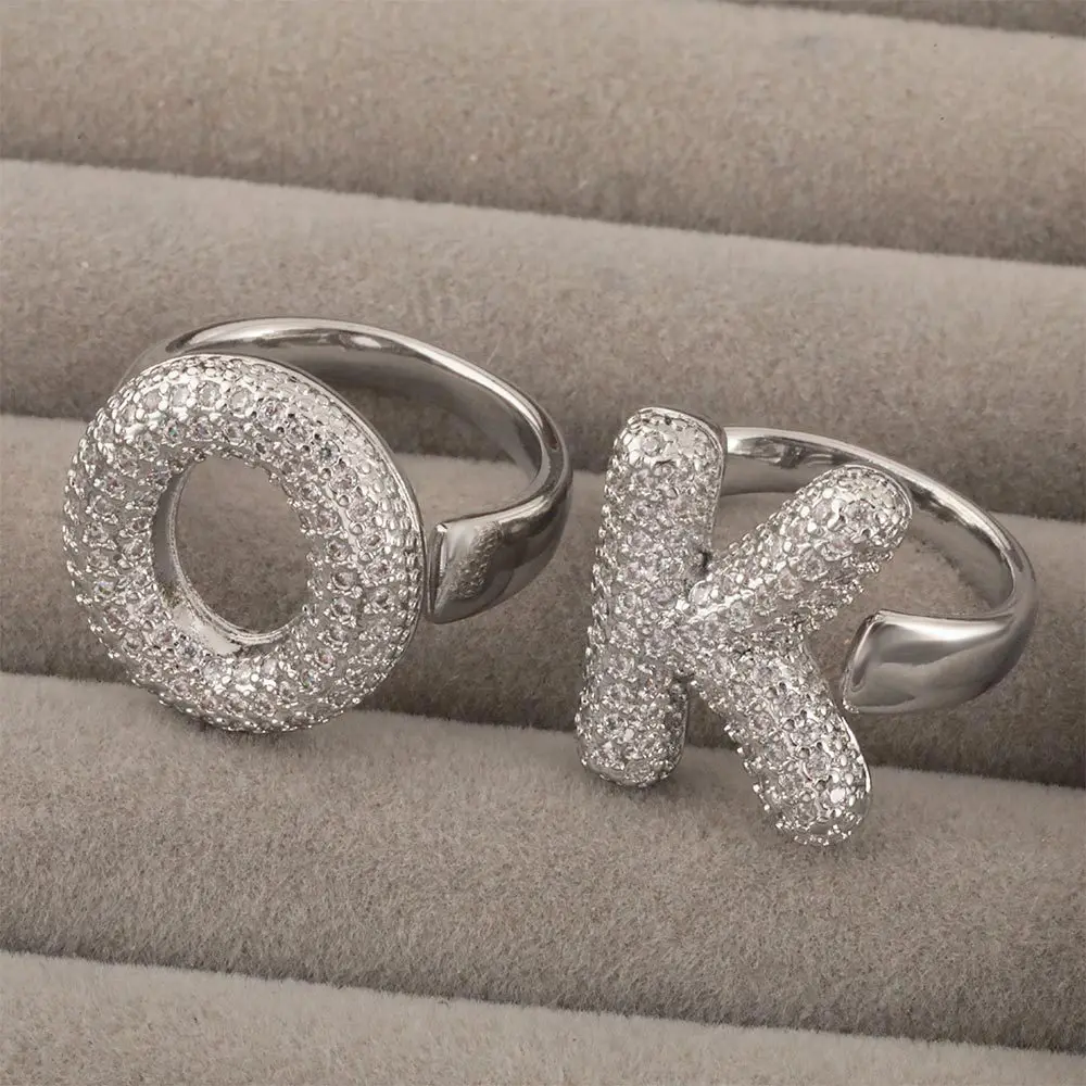 26 Letter Open-Ended Zircon Ring INS Minimalist Series Gift For Friends