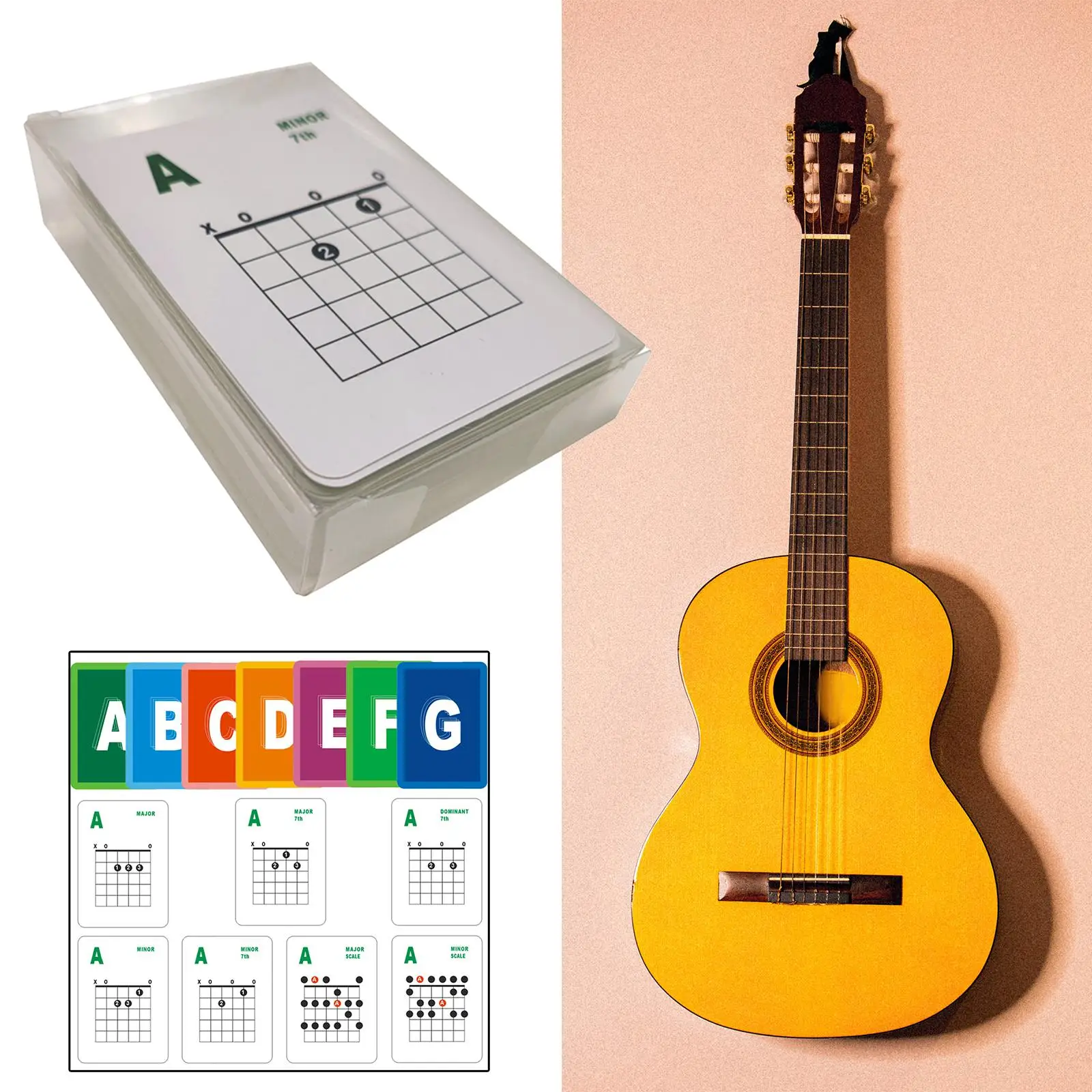 

Guitar Chords Cards, 49 Reference Cards A to G Scale Learning Cards for Teachers Guitarists Learn and Practice