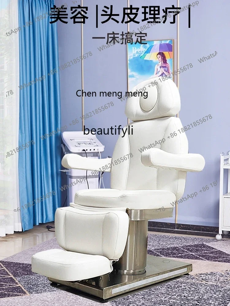 cc182l Electric Lift Beauty Care Bed Hair Care Center Physiotherapy Hair Care Chair Can Be Put down Stainless Steel Barber