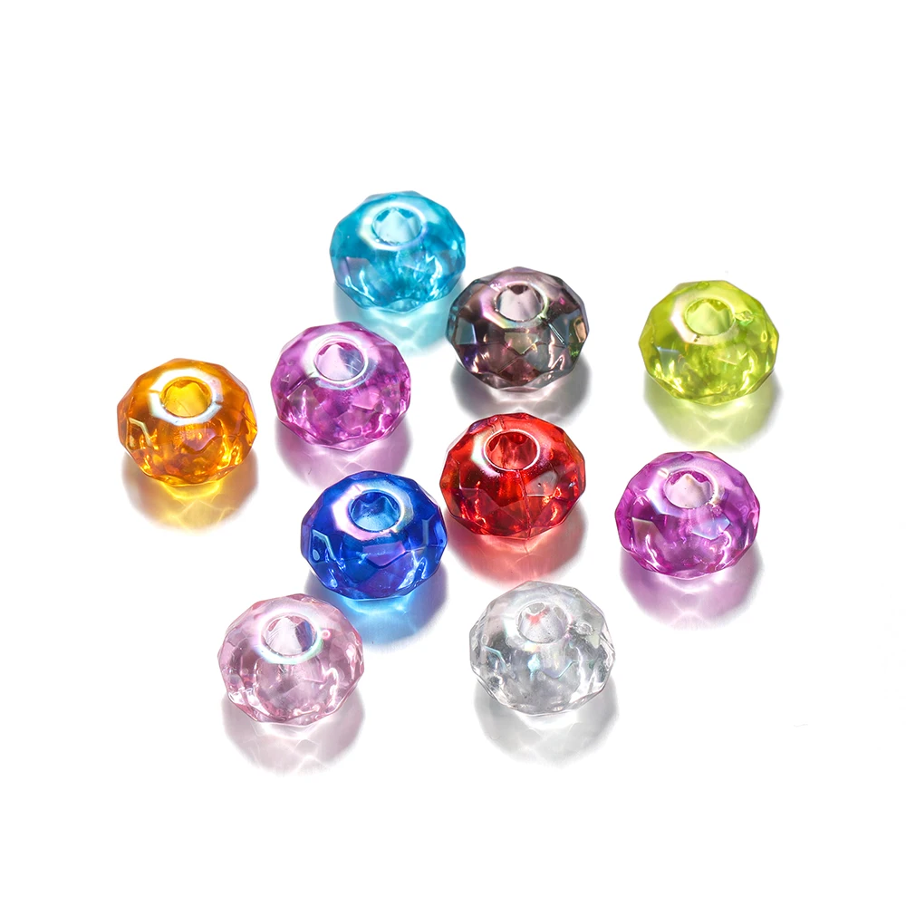 10 teile/los 14mm großes Loch Acryl Perlen ab Farbe Spacer lose Perlen für DIY Halskette Ohrringe Schmuck Ergebnisse machen Lieferungen