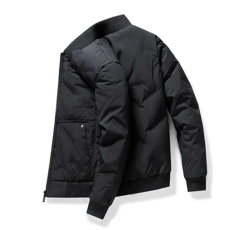 Piumino d'anatra grigia autunno e inverno nuovo piumino con colletto rialzato giacca da baseball calda moda risvolto da uomo