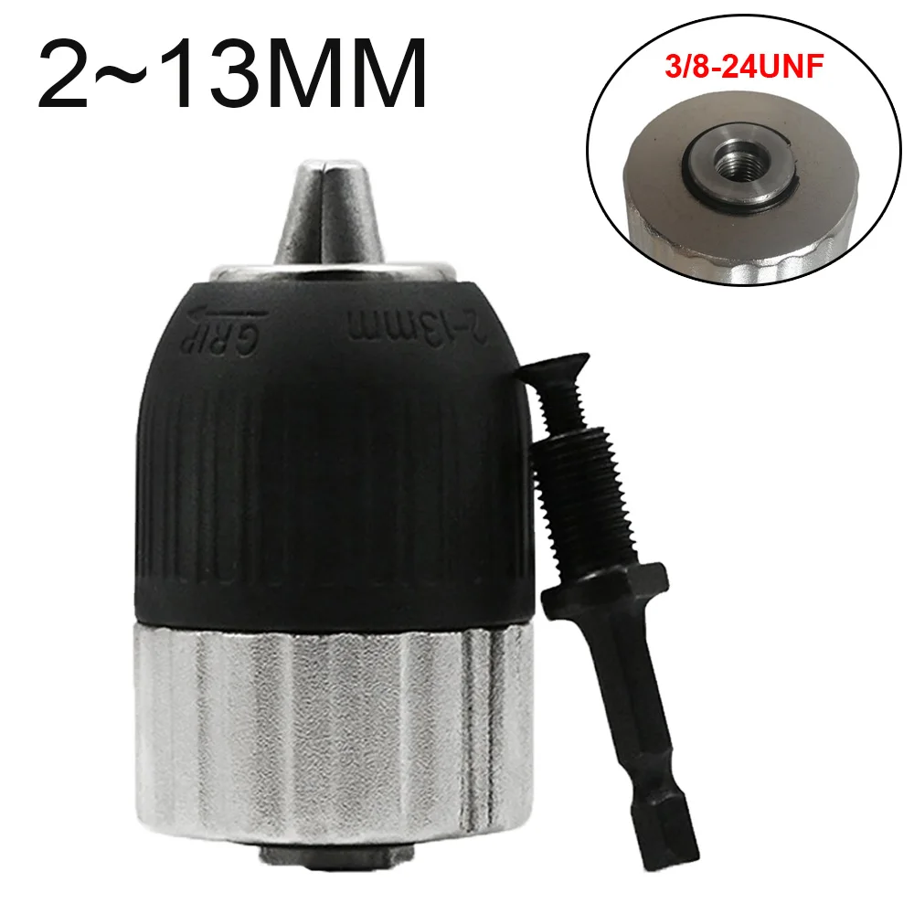 

2.0-13mm Keyless Drill Chuck Adapter 1/4-Inch Hex Shank Drill Chuck Adapter Quick Connect Impact Driver Conversion Tool