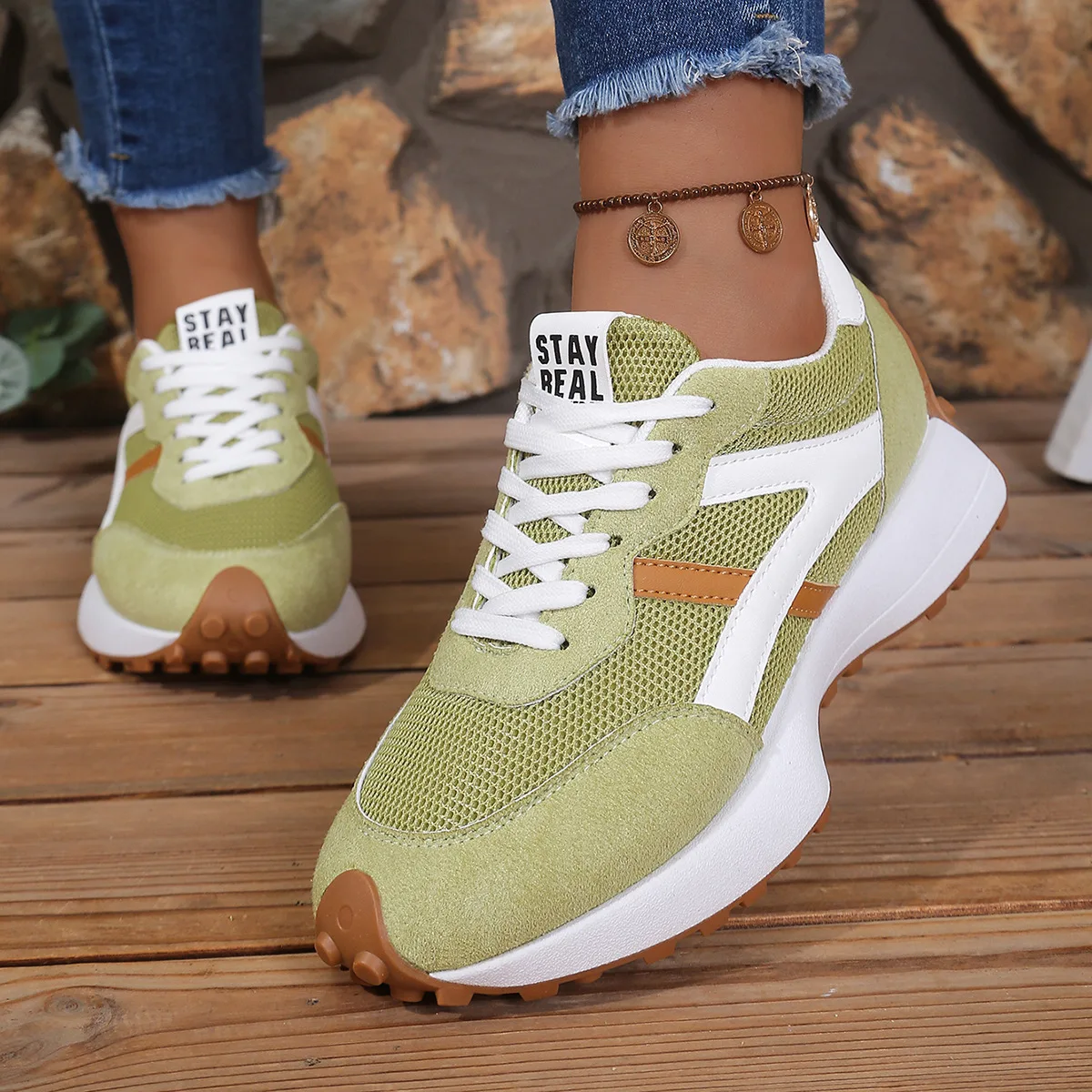 autumn-fashion-sneakers-women's-comfort-non-slip-casual-sport-shoes-woman-orange-white-striped-mesh-breathable-platform-sneakers