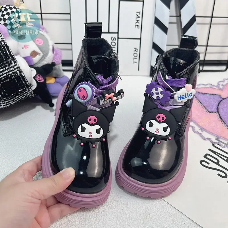 Girls Shoes Miniso Sanrio Kuromi Martin Boots Kawaii Anime Winter Waterproof Cotton Shoes Cartoon Cute Babys Shoes Kid Gift