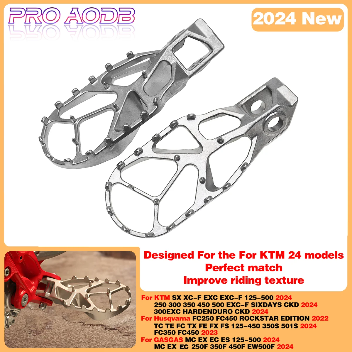 2024Motorcycle Footpegs Footrest Foot Pegs Pedal Rest For KTM Husqvarna GASGAS 125 150 250 300 350 450 500 Motocross Accessories