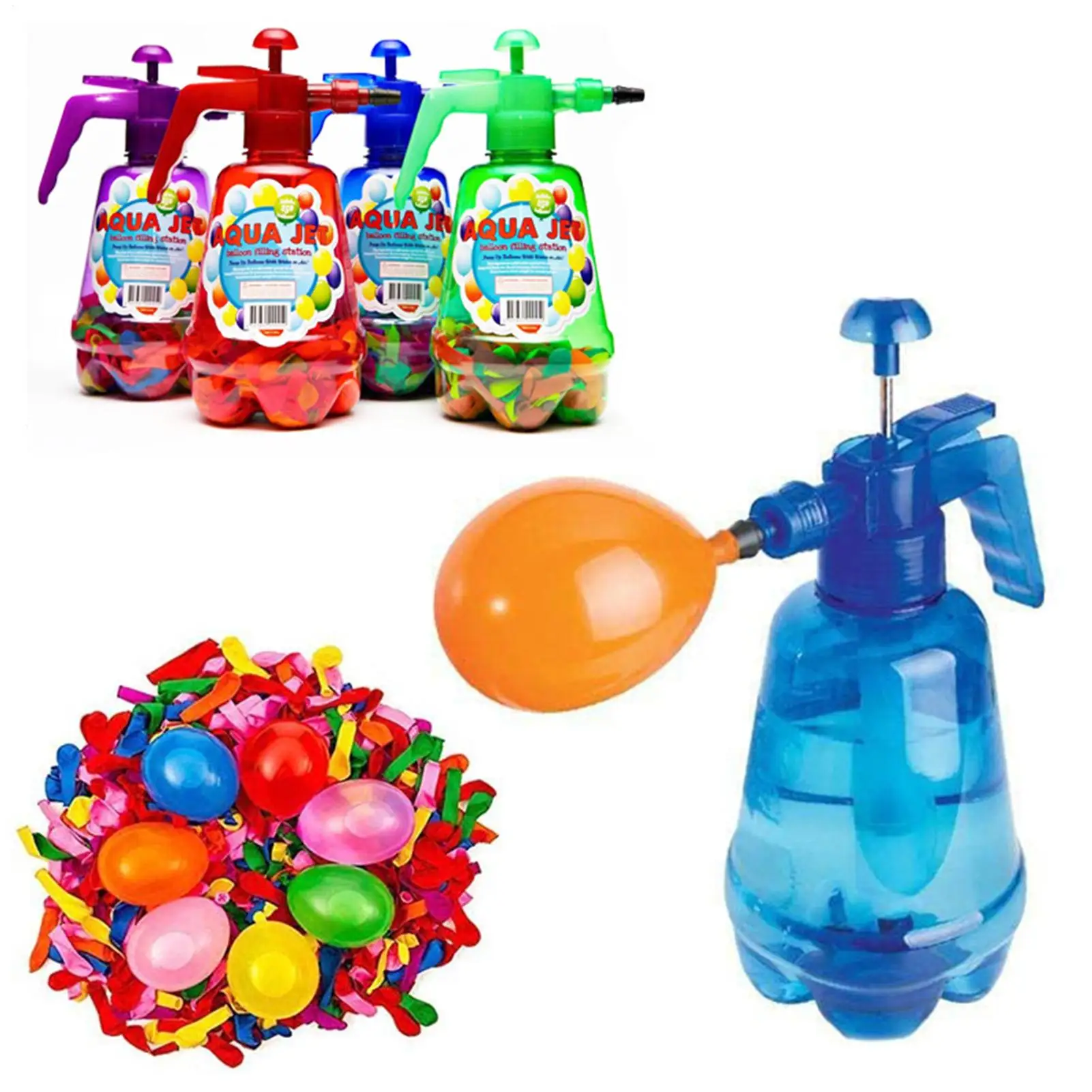 1.5L Water Filler Kit Water Fight Easy-to-Use Balloon Inflator Comes with 500 Water Balloons for Outdoor Fun Large Capacity