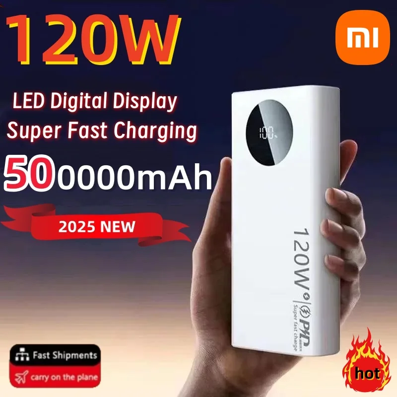 Xiaomi 120W 500000mAh High Capacity Power Bank Fast Charging Powerbank Portable Battery Charger For iPhone Samsung Huawei 2025