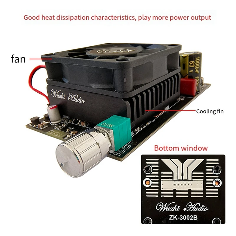 ZK-3002B Digital Audio Power Amplifier Board TPA3255 Stereo Amp 300Wx2 2.0 Dual Vocal Tract Sound Amplifier Durable Easy To Use