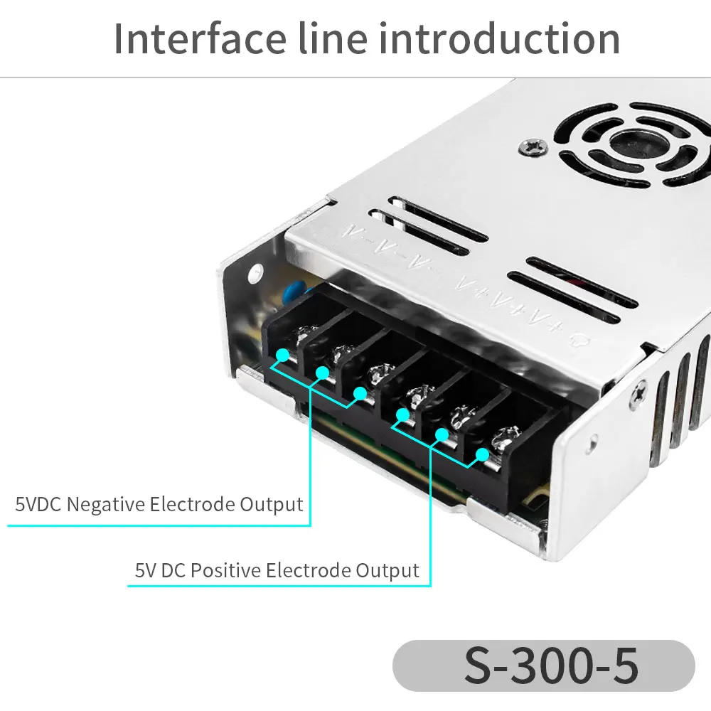 LED Power Supply Lighting Transformer DC5V40A 60A Led Driver Adapter  AC200-240V For WS2812B WS2813 SK6812 Strip Lights