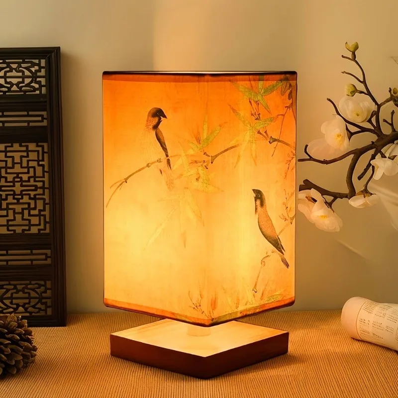 Chinese Calligraphy Style Table Lamp Bedroom Study Tea House Vintage Atmosphere Decorative  Home Decor Nightstand Desk Lighting