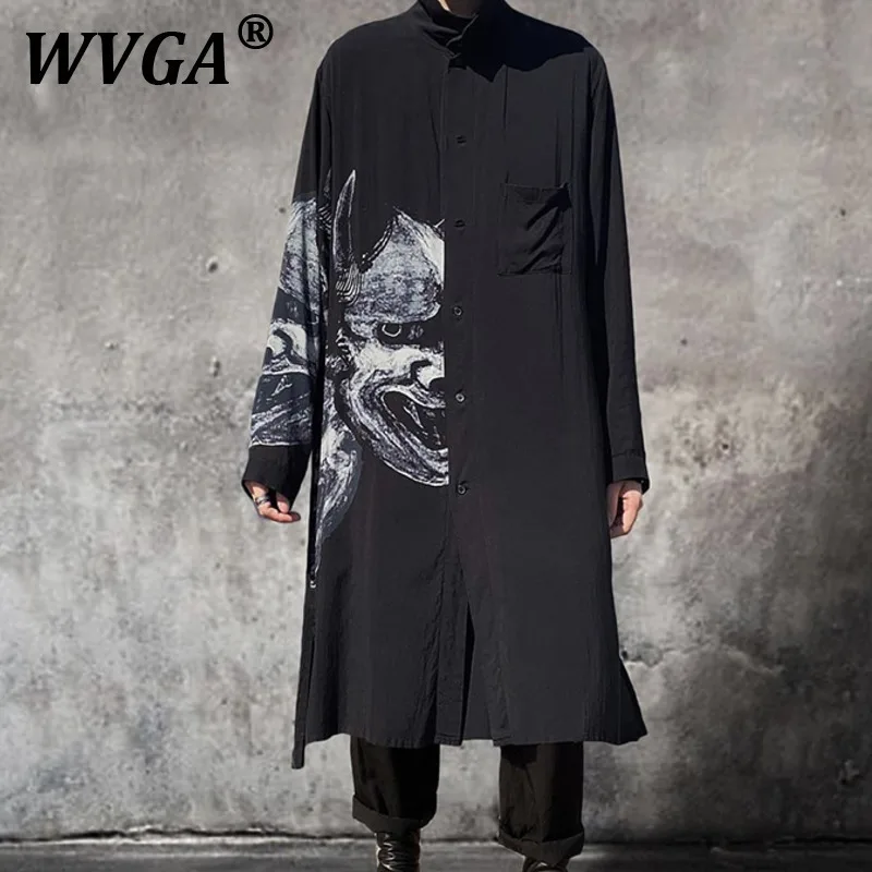 

WVGA Jackets Y2K Spring Autumn New Man Tide Darkwear Printed Trendy Design Niche Chic Casual Long Sleeve Trench Coats Ins W11388