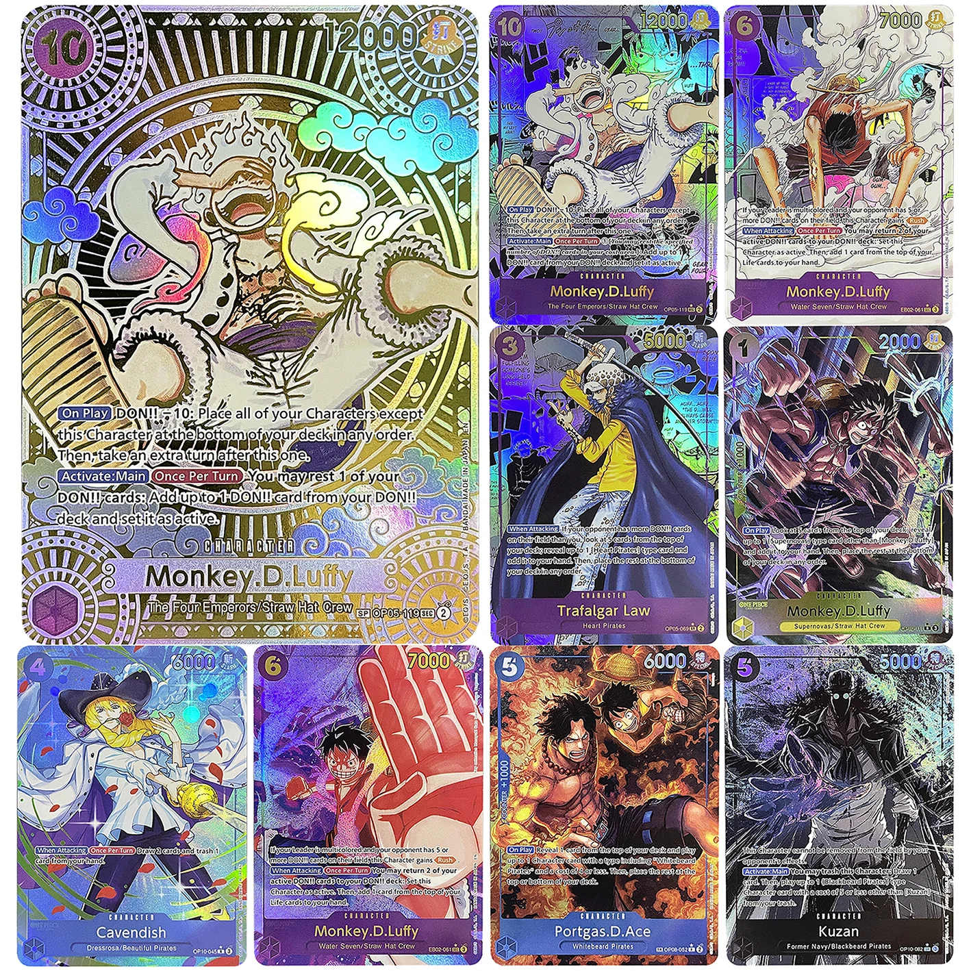 

Anime One Piece Card Monkey-D-Luffy Manga Parallel OP-05 Charlotte Flampe Edward Newgate Ace OPCG Game Cards English Proxy
