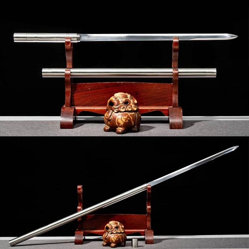 Chinese Battle Sword Golden Cudgel Real Multi Refined High Manganese Steel Blade Metal Saya Ready Training Kongfu Katanas