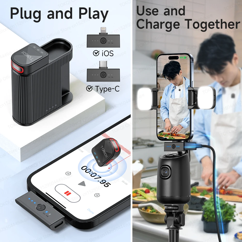 H01 ميكروفون مغناطيسي صغير لاسلكي Lavalier لهاتف Iphone Ipad Android Live Gaming Interviews 2 في 1 ميكروفون مع جوارب رياح قطيفة