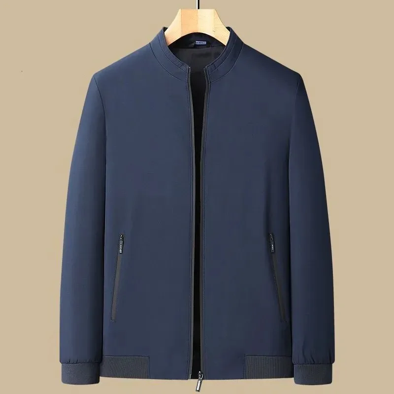 

Новые пальто для пожилых людей, весенне-осенние куртки среднего возраста, мужские деловые повседневные тонкие топы с воротником-стойкой