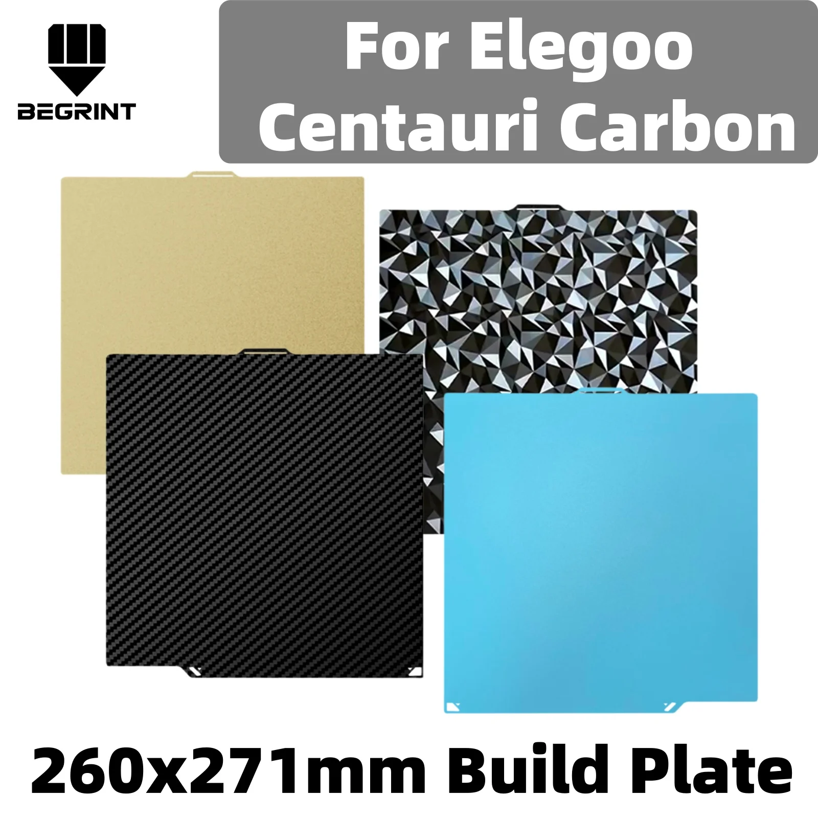 

260x271 Double Sided Build Plate for Elegoo Centauri Carbon, Smooth Spring Steel Sheet, Heat Bed Plate Accessory for 3D Printer