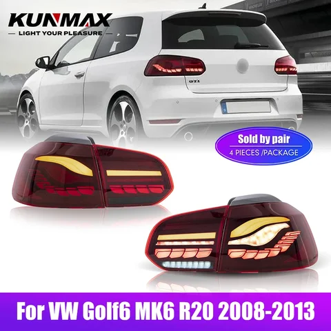 Pair Of LED Tail Lights For VW golf6 mk6 R20 2008-2013 Reverse Brake Turning Signal Car Rear Tail Light Assembly Plug And Play