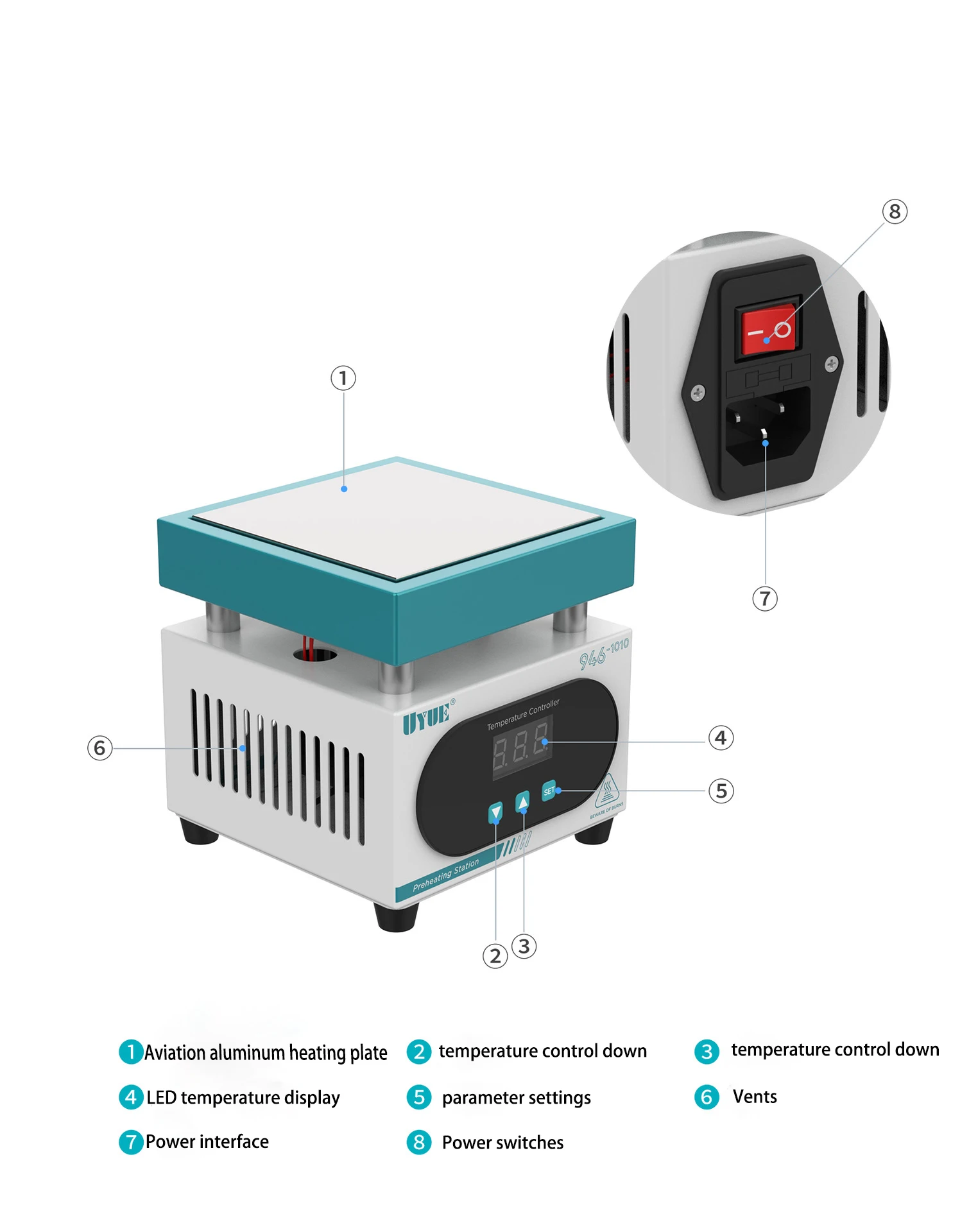 400W Constant Temperature Heating Table For Mobile Phone Split Screen Thermostat PCB Hot Plate Preheating Table LED Lamp Bead