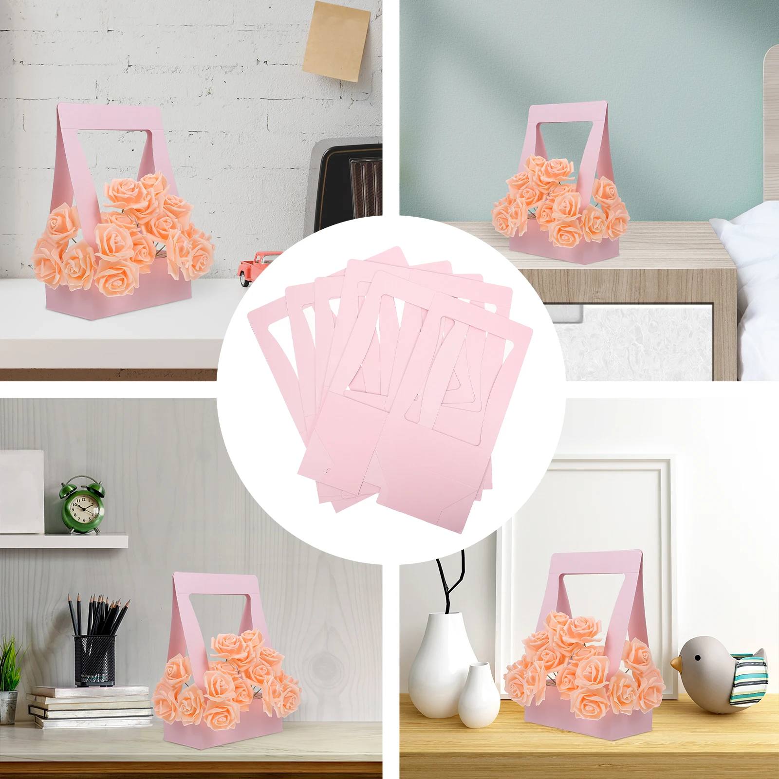 

5Pcs Floral Gift Box Sturdy Paper Folding Design Portable Flower Packaging Elegant Bouquet Presentation Case Flower Boxes