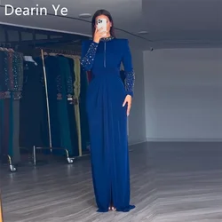 Customized Formal Dress Dearin High Collar Column Floor Length Skirts Draped Vertically Beading Bespoke Occasion Dresses Saudi A