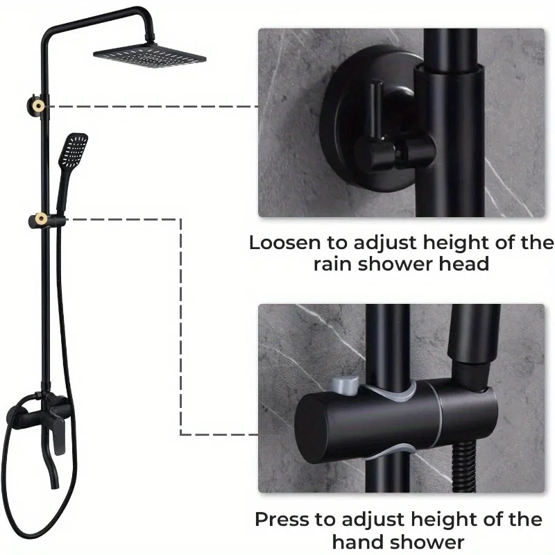 Langlebiges Hotel-High-End-Duschsystem mit Wasserhahn-Set, Messing, drei Modi, Badezimmer-Duschset