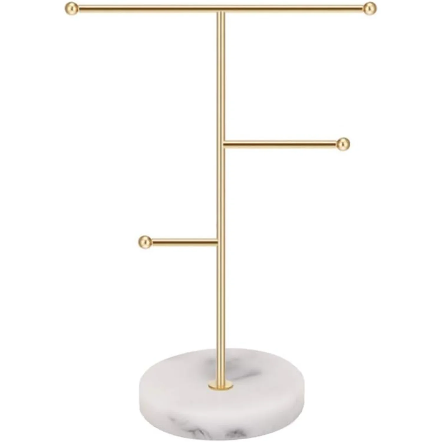 

Jewelry Stand Display Necklace Holder T- Plated Metal Tabletop Jewelry Organizer Tower for Hanging Pendant Earring Bracelet Ring