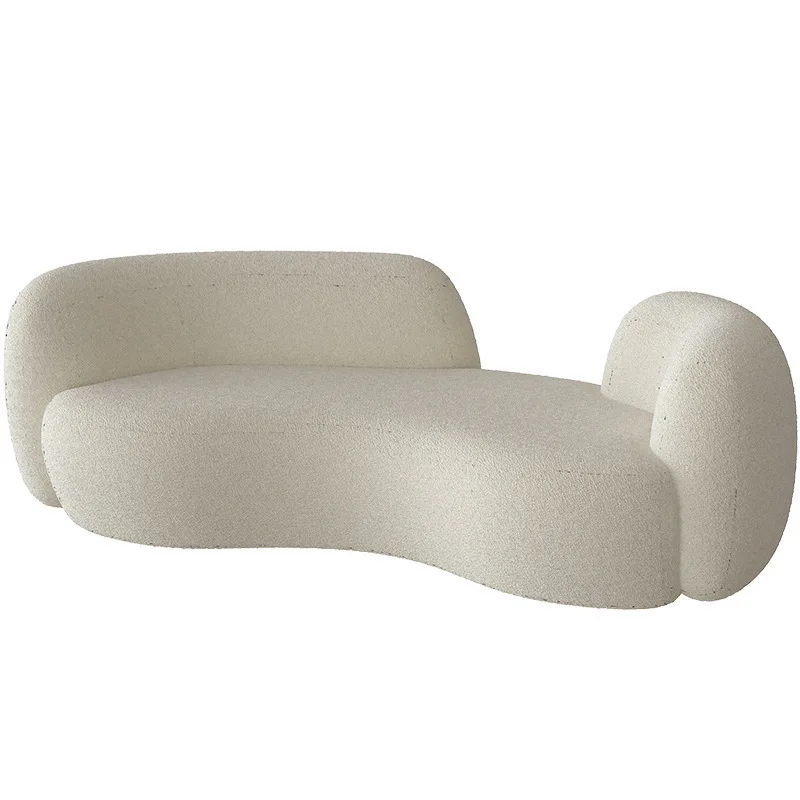 

Nordic leisure curved creative office sofa lamb wool, living room white, commercial reception fabric sofa