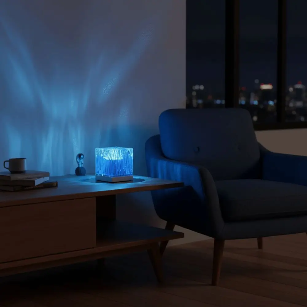 

16 Colors Light Ocean Waves Projector Light USB Cube Water Ripple Crystal Lamp Auto Rotate Dynamic Wave Effect