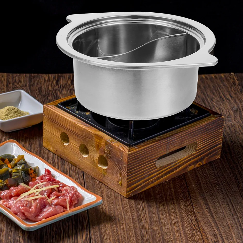 

1PC Stainless Steel Serial Pot Deep Electromagnetic HotPot Divided Cooking Sauce Nonstick Thickened Dual Flavor Japanese