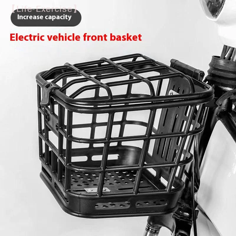 

1 Set Large Capacity Anti Extrusion Bike Front Basket Black PC Detachable Bike Basket With Lid For Electric Bike