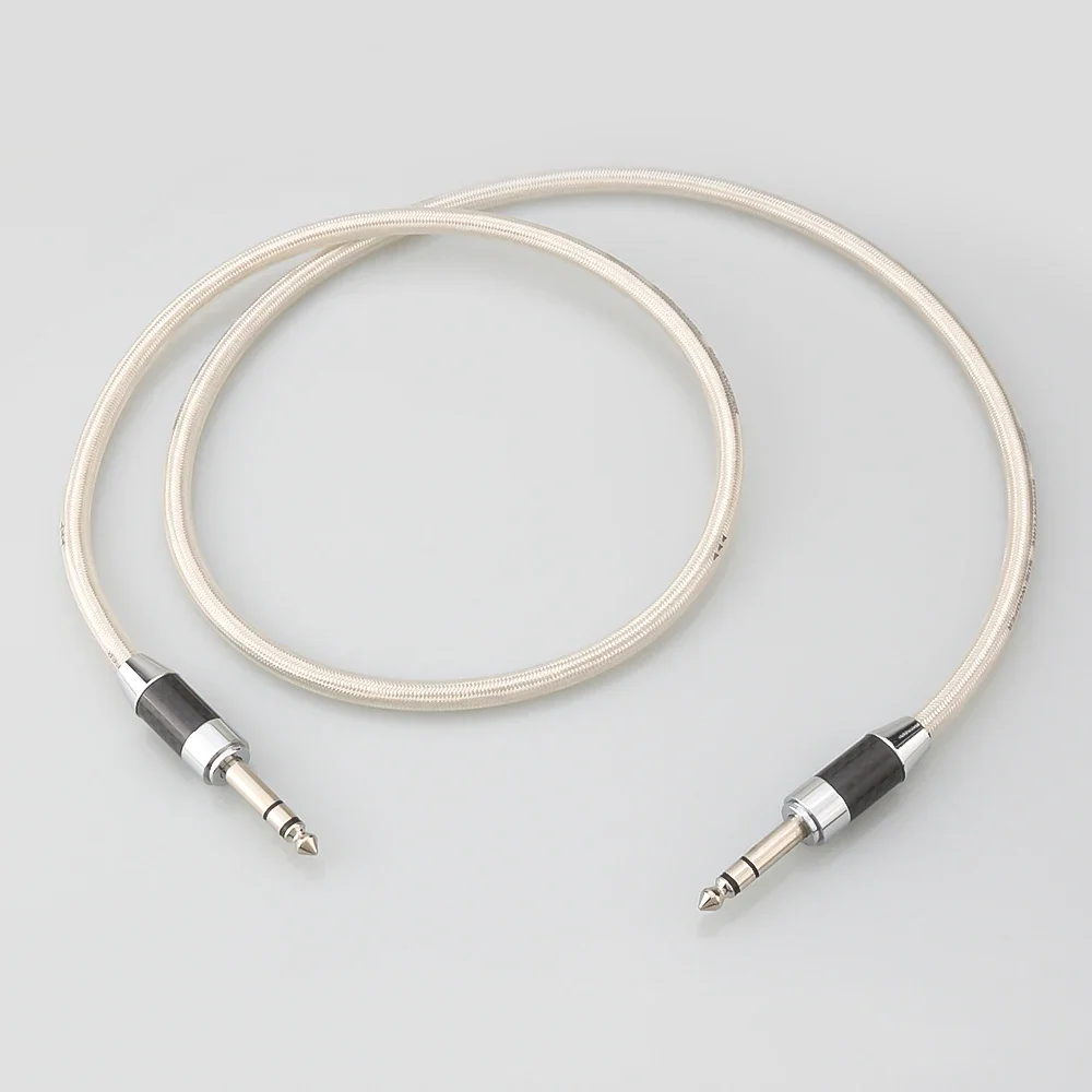 

HiFi 6.35mm (1/4) Male TRS to 6.35mm TRS Stereo Microphone Silver Plated Audio Cable for Electric Guitar, Keyboards, Amplifier