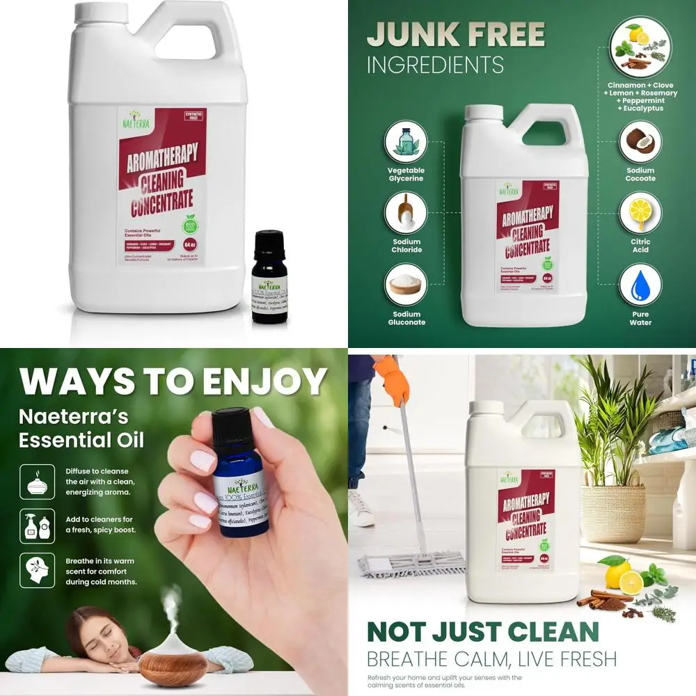 

Plant-Based Household Cleaner 64 oz with Essential Oil Blend - Clove, Lemon, Cinnamon, Rosemary, Eucalyptus, Peppermint