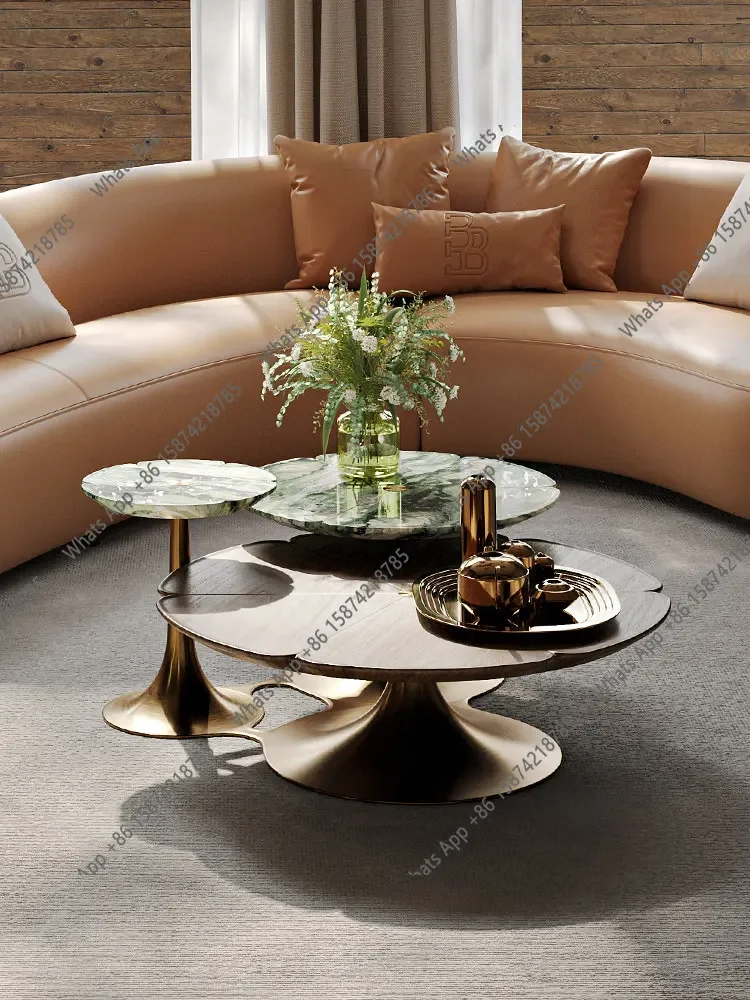 grE Rt Fashion High-end, Minimalist Italian Light Luxury Combination Coffee Table, Large Flat-floor Villa, Natural Luxury Stone