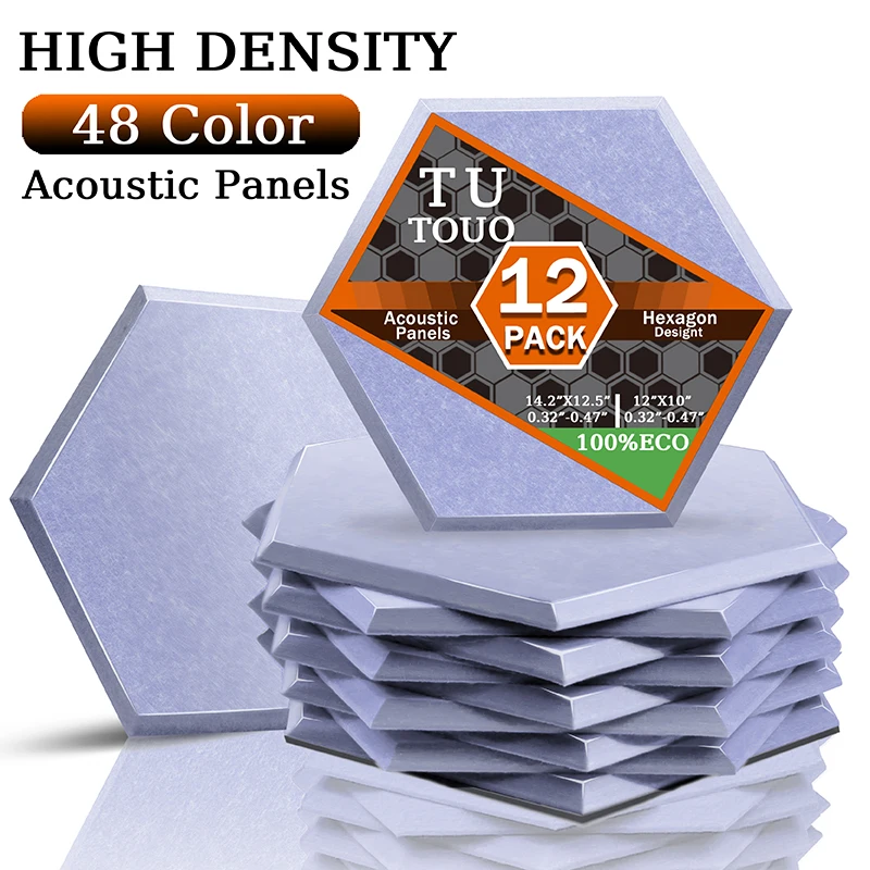 

TOUO Hexagon Acoustic Panel 12pcs Sound Proof Wall Panels Home Studio Acoustic Treatment Room Recording Sound Absorbing Material