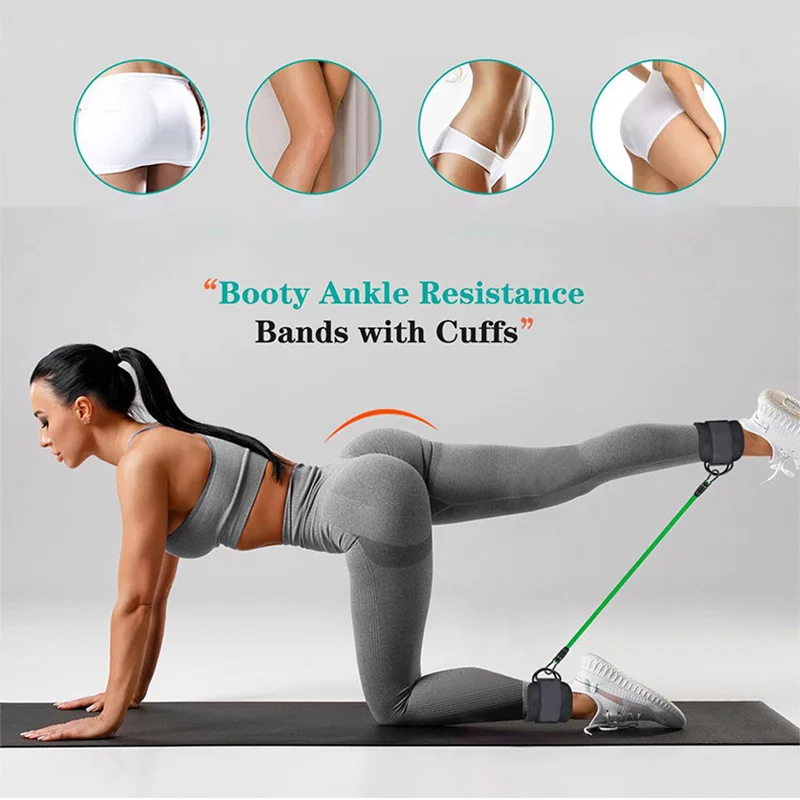 Ankle Straps Resistance Band Set Fitness Yoga Elastic Bands Hip Booty Circle Thigh Squat Band Workout Gym Equipment For Home