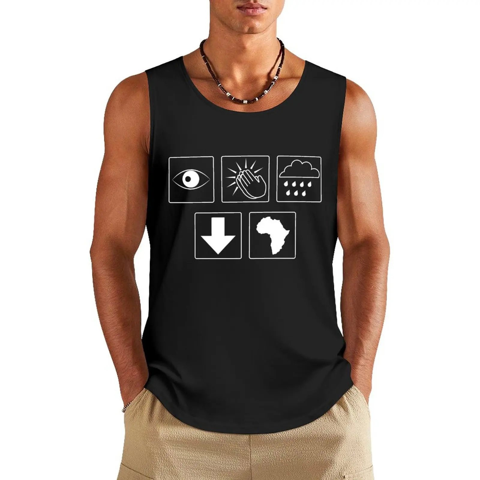 Bless the Rains (Down in Africa) in White Tank Top Sleeveless men gym clothing men sleeveless shirts