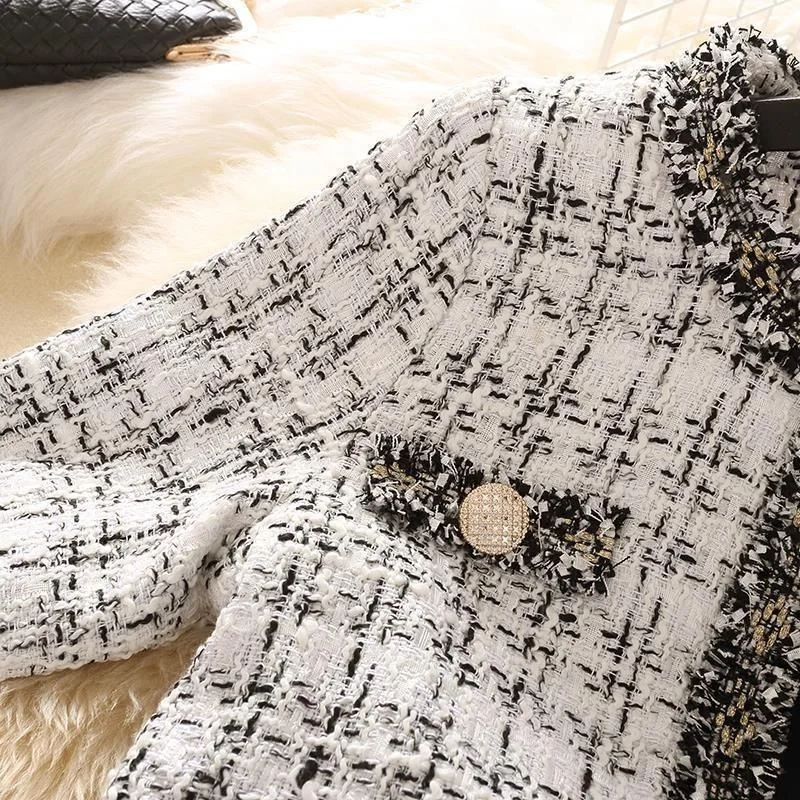 Women\'s Jacket Women\'s Jackets Spring new Trendy Ladies Short Joker Temperament Small Fragrant Tweed Coat Tweed Coat Cardigan