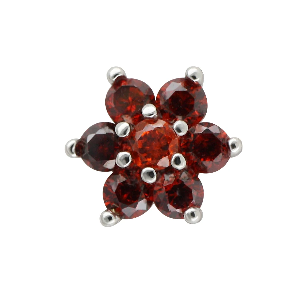 JHJT G23 Titanium Base Flower CZ Micro Dermal Anchor Top Piercing Skin Diver Implants Body Jewelry