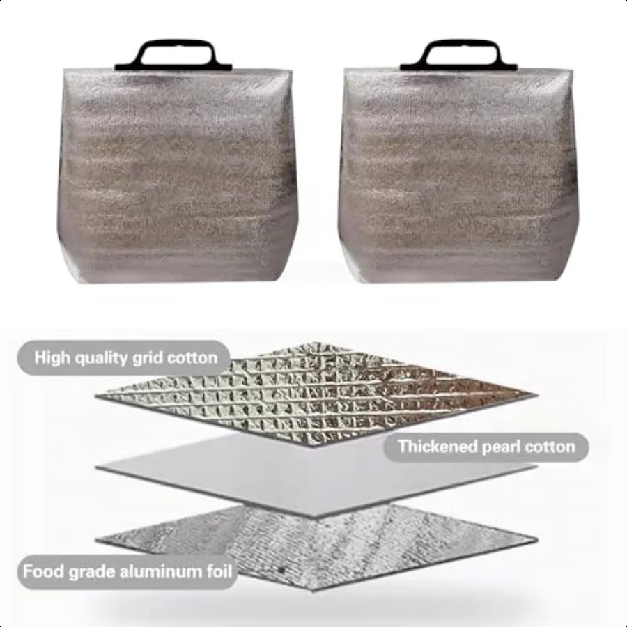 5 قطعة حقيبة احباط معزولة مع مقابض 13.4x9.4x13 بوصة قابلة لإعادة الاستخدام المحمولة أكياس الشحن الحرارية مقاوم للماء للقهوة TakeAw